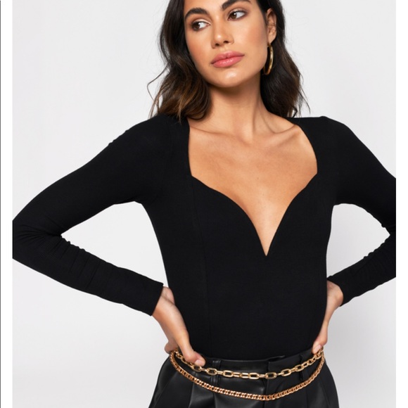 MAYBELL BLACK SWEETHEART NECKLINE BODYSUIT - Picture 3 of 3